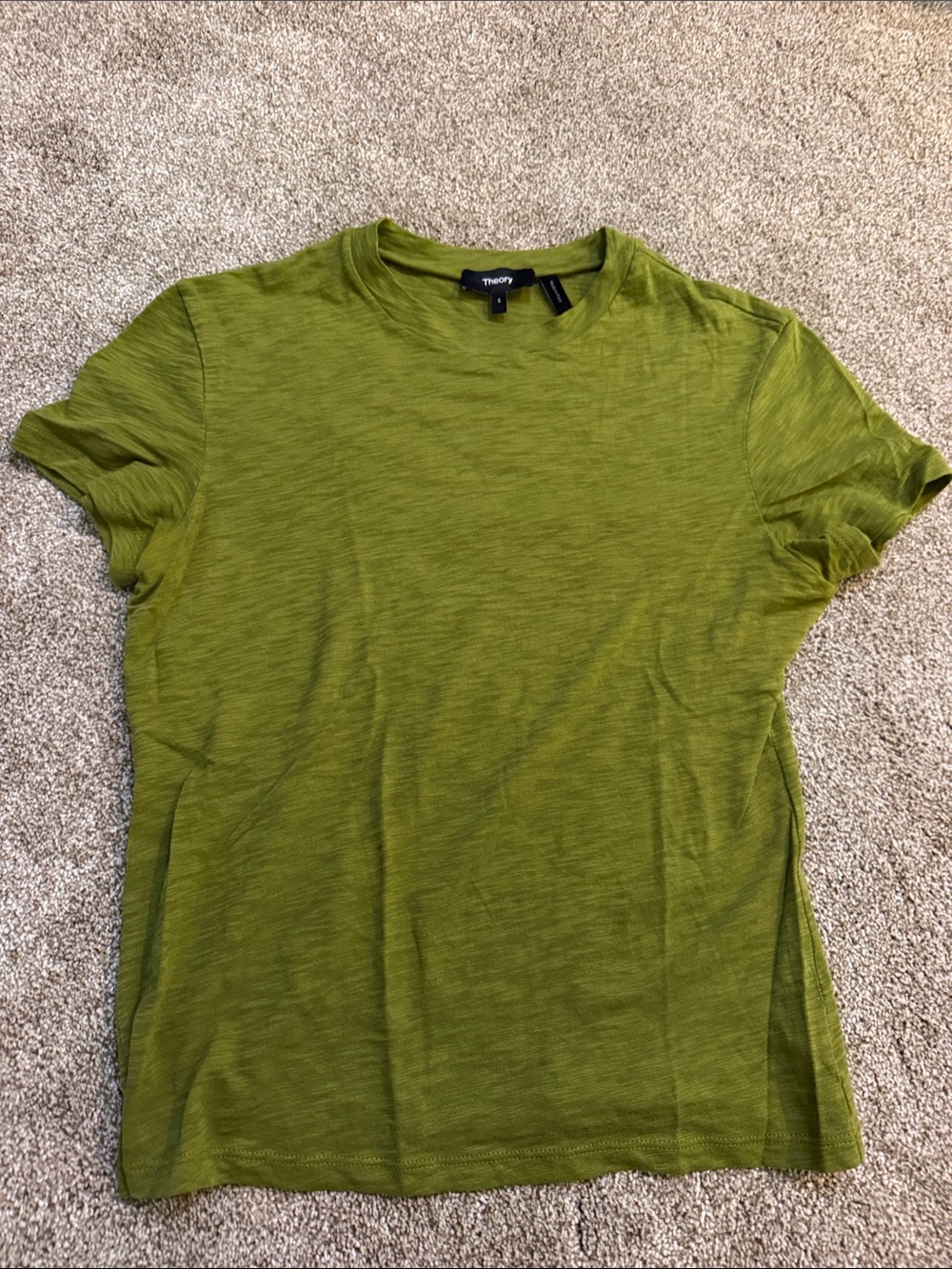 Theory Olive Short Sleeve Crewneck Tee size S